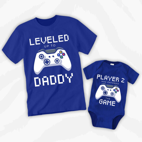 Leveled Up To Daddy Father Baby Matching Outfit